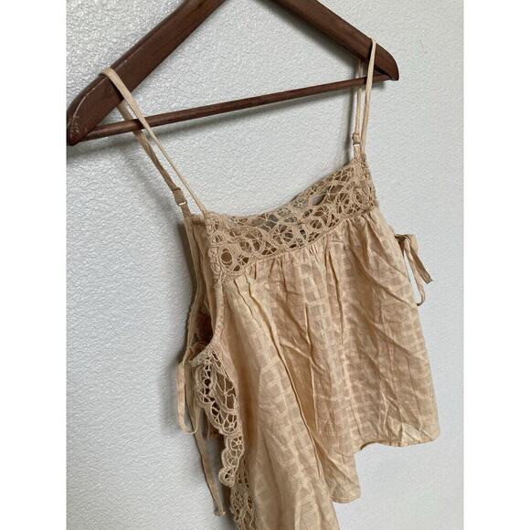 NWT American Eagle neutral blowy side tie top crochet lace boho small festival - Picture 3 of 8